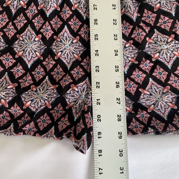 Pink Rose Romper Women M Black Pink Abstract Floral Sleeveless Boho Vacation - Picture 10 of 11